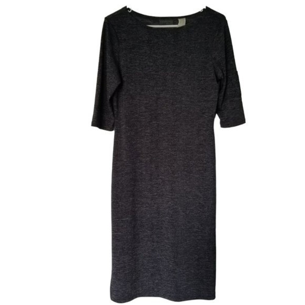 ❤️3/$12 Relativity Semi Fitted Gray Dress 3/4 Sleeves Women's Size PM
